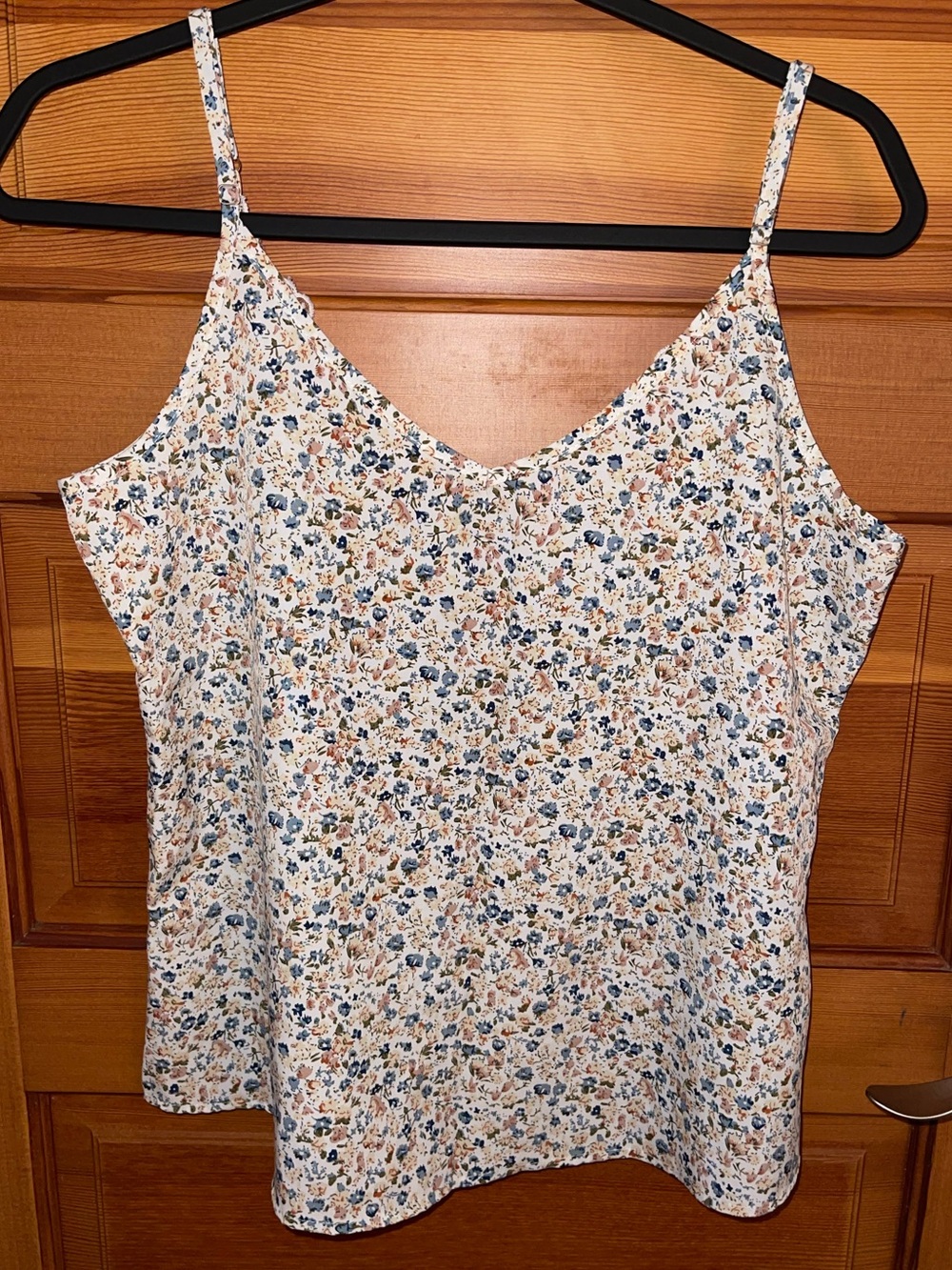 CLOSET CLOSEOUT SALE - Floral V-Neck Cami Tank w Lace Back Details